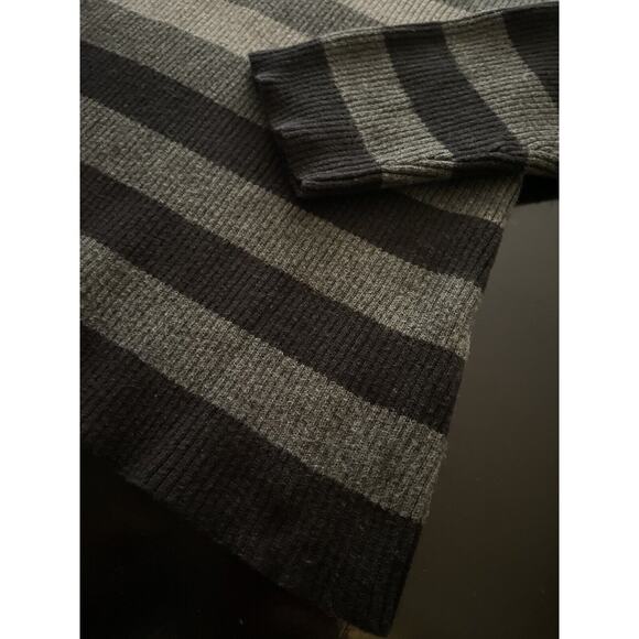 RELATIVITY Gray Striped Cotton Ribbed Knit Turtleneck Sweater sz XL - Picture 5 of 8